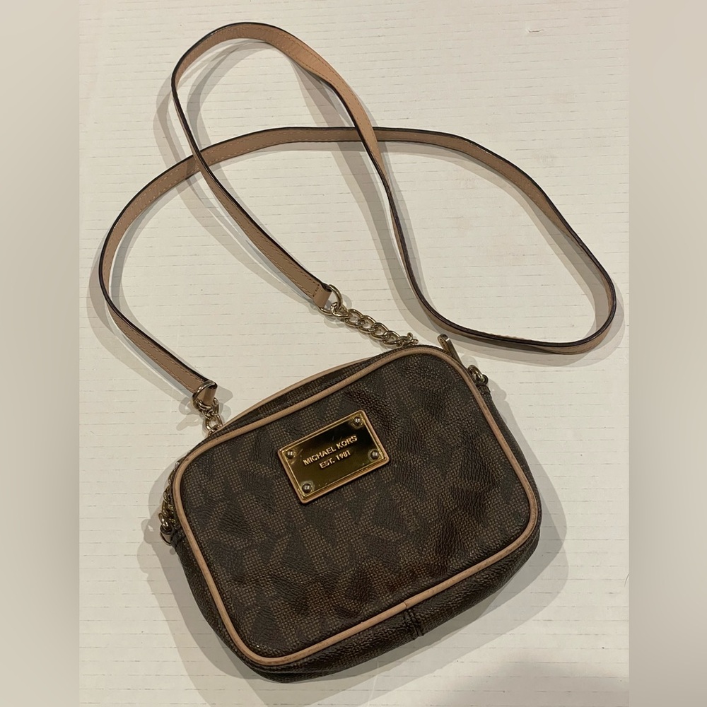 MICHAEL Michael Kors Brown and Tan Logo Crossbody